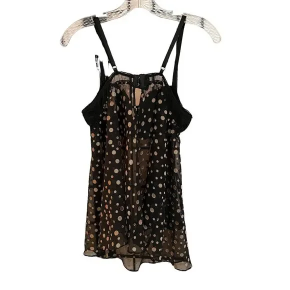 Belle Nuit Polka Dot Sheer Black Nightgown Intimates Sz Large - Picture 4 of 7